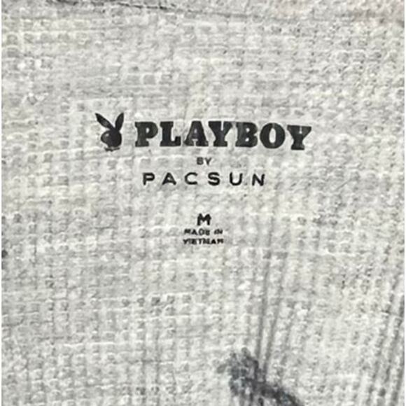 PLAYBOY by PACSUN Womens Medium Gray Thermal Waffle Crop Top Pajama Pant Set‎ - Picture 5 of 7